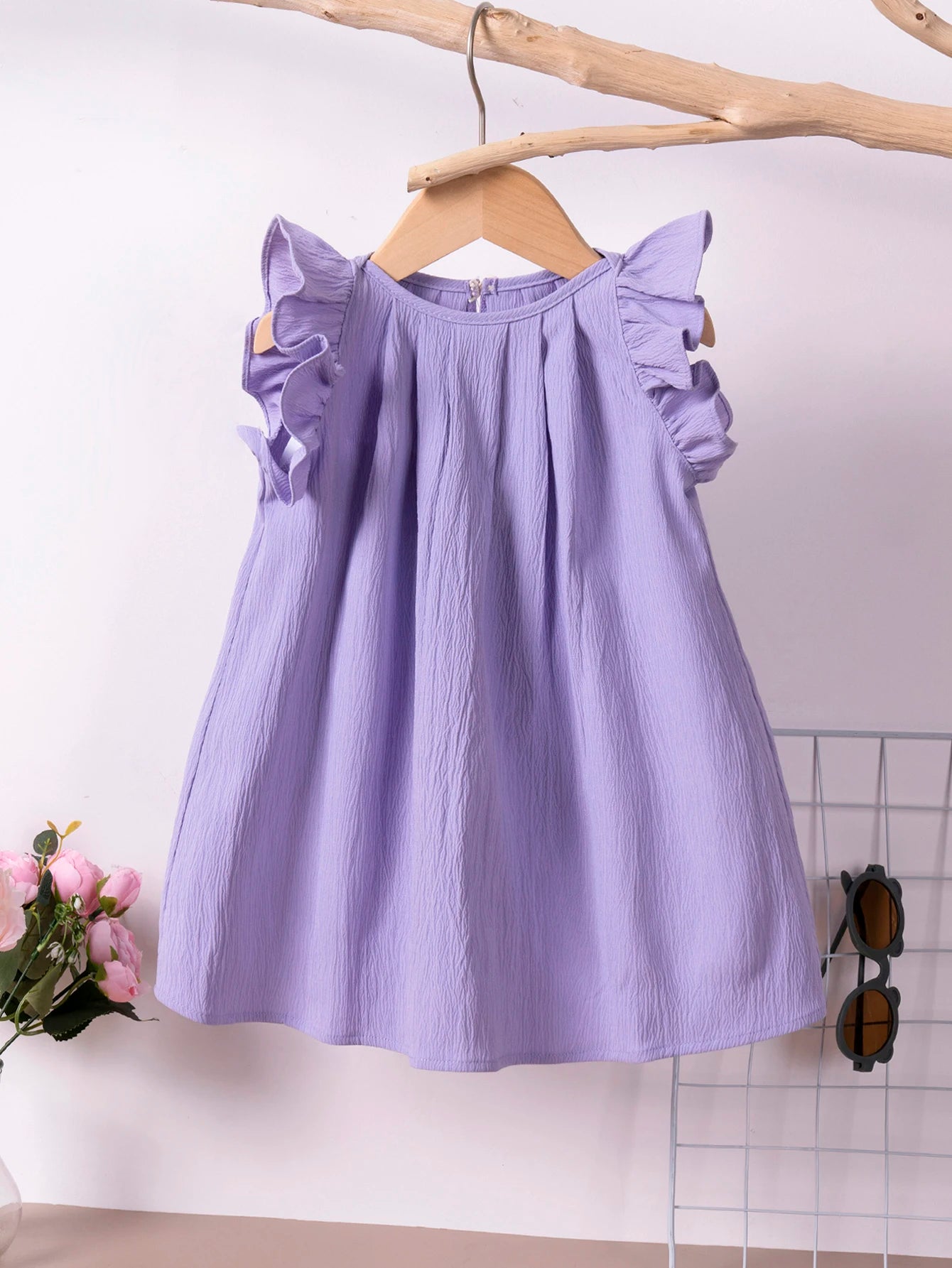 Girl Korean Casual Dresses 0-5Y Summer Infant Girls Solid Dress Cute and Sweet