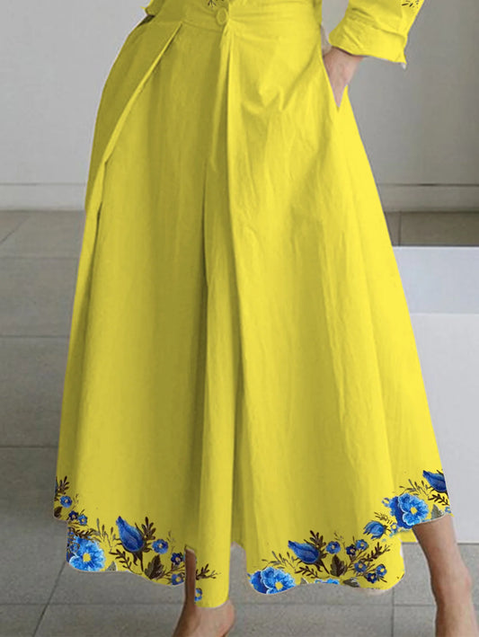 Plus Size Dress for Women Summer Elegant Lapel Oil Painting Button Shirt Dress