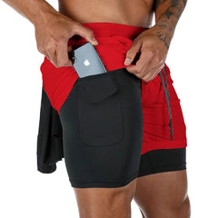 Running Shorts Men 2 In 1 Double-deck Quick Dry GYM Sport Shorts Fitness Jogging