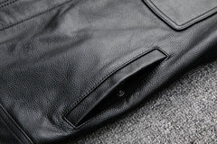 leather jacket casual denim leather coat leather coat PU washed leather, leather soft