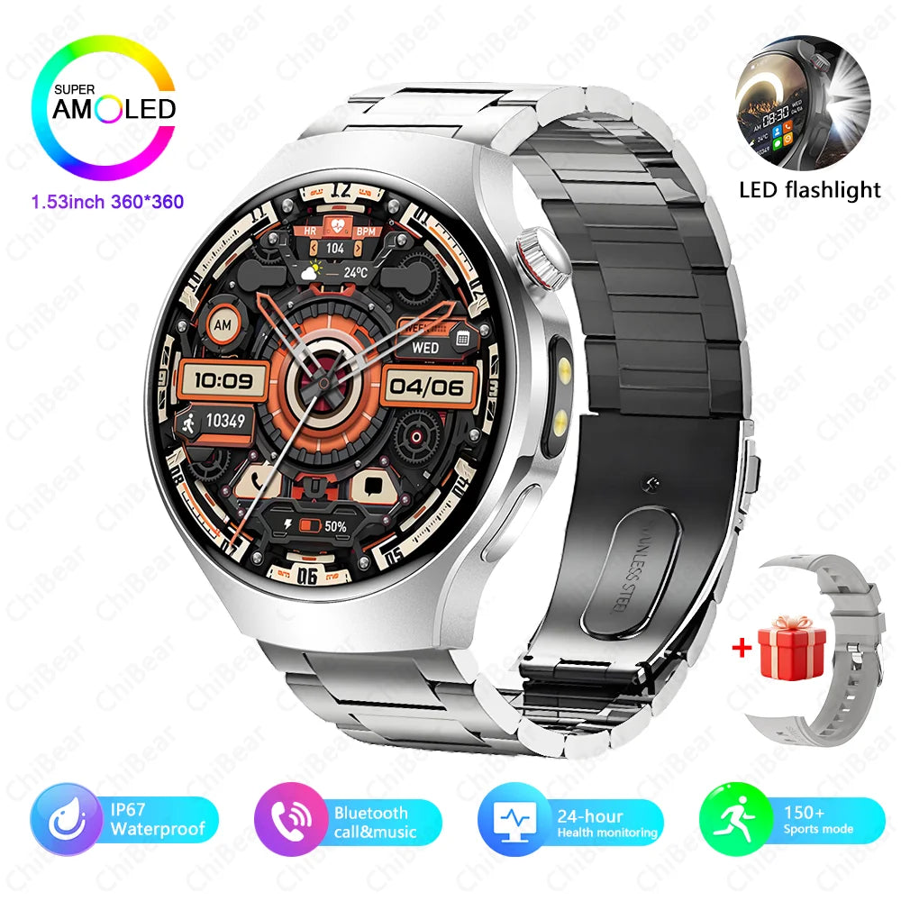 New Smart Watch Men Full Touch Screen Compass Bluetooth Call Flashlight Sports Activity Fitness Heart Rate Waterproof Smartwatch