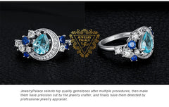 JewelryPalace Moon Star 6.8ct Genuine Sky Blue Topaz Created Sapphire