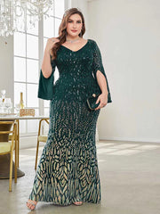 Homecoming Dresses: Plus Size Elegant Sequin Evening Dress Women Formal Maxi