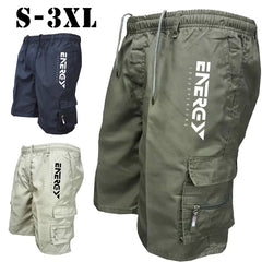 Outdoor Cargo Shorts Male Overalls Elastic Waist Cycling Shorts Multi-pockets Loose