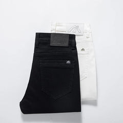 Classic Style Summer Men's Slim Fit White Jeans High Quality Business Fashion Cotton