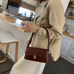 Women's Shoulder Bag Simple Solid Colour Handbag Vintage Underarm Bag