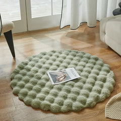 Plush Round Rug Winter Warm Faux Fur Carpets for Living Room Super Soft Fluffy