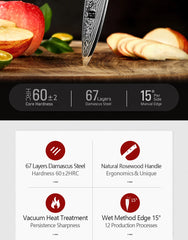 3.5'' Inch Paring Kitchen Knife Handmade Damascus Steel Rosewood Handle