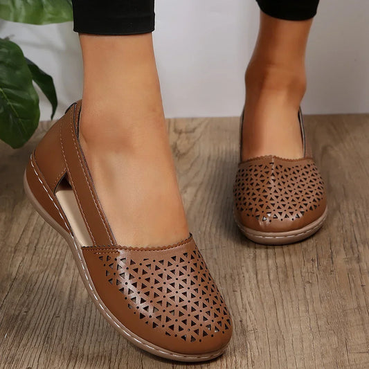 Wedges Casual Sandals Vintage Woman Hollow Out Slip on Sewing Ladies Sandal