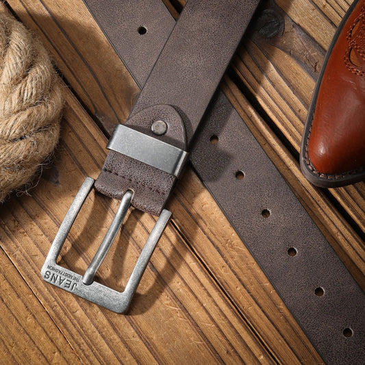 A casual, individual and retro belt, Western-style clothing accessory, metal buckle, PU belt, suitable for both men and women