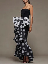 Formal attire Dresses: Polka Dot Bow-Embellished Pleated Strapless Dress