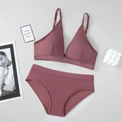 Women Seamless Bras Set Low Rise Panties Non Wired Bra Comfort Bralette
