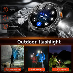 LIGE Military Smart Watch Men 1000mAh Battery Outdoors LED Flashlight Waterproof Heart Rate Sport BT Call 1.7" AMOLED Smartwatch