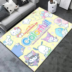 Kuromi Sanrio Lovely Carpet Rug for Living Room Bedroom Decoration Picnic Camp