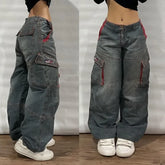 Y2K Baggy Jeans Womens Multi-pocket Washed Vintage Jeans