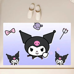 Cartoon Kuromi Cute Floor Mat Anti-Slip Bathroom Kitchen Bedroom Living Room