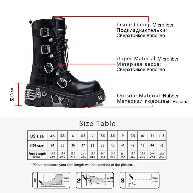 Fashion Women's Platform Ankle Boots Motorcycle Boots Mid-calf Military Boots