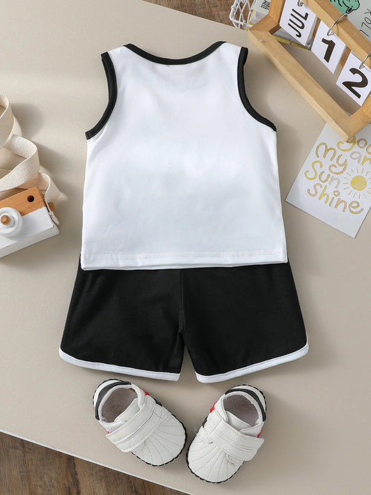Baby Boys Sets Kids Vest Suit 2PCS Print Letter Set Summer T-Shirt Shorts Clothes Children Boys Sleeveless Suit Wear Clothes