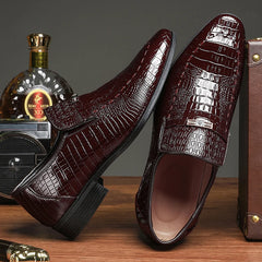 Fashion Pointed Toe Dress Shoes For Men Luxury Crocodile Formal Footwear Man