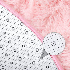 Pink Round Carpet Fluffy Soft Area Rugs for Kids Girls Room Princess Castle Plush Shaggy
