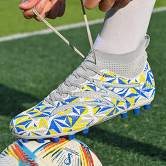 Soccer Cleats Long Spikes Ankle Football Boots FG Non-Slip Ultralight Men
