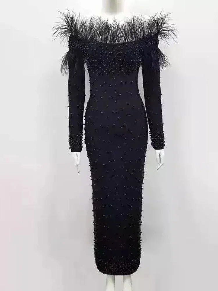 Formal attire Dresses: Party Dress For Women Off Shoulder Long Sleeve Elegant Dress