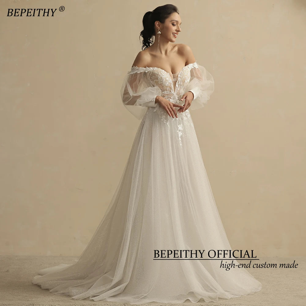 White Bridesmaid Dresses: Boho Ivory Wedding Dresses For Women Bride Deep Neck
