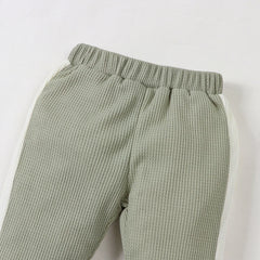 Autumn and winter baby boy cute fashion sports style A-line embroidery design long sleeved round neck top and pants set