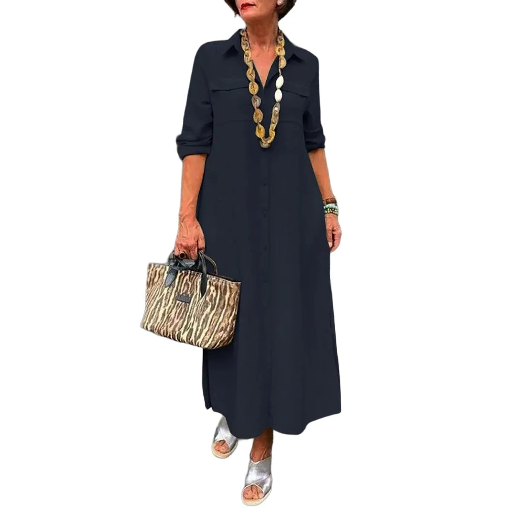 Plus Size Long Dress for Women Clothing Autumn Oversize Vestido Elegant Shirt Dresses
