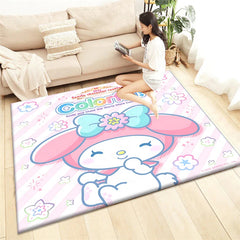 Kuromi Sanrio Lovely Carpet Rug for Living Room Bedroom Decoration Picnic Camp