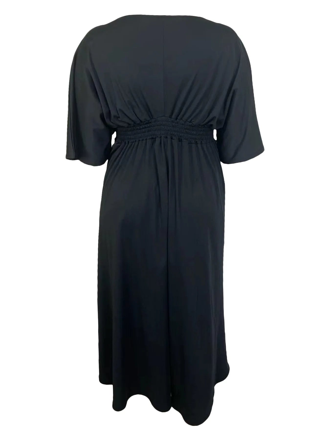 Elegant Oversize Maxi Dress Women Short Sleeve V-neck A-line Clothes