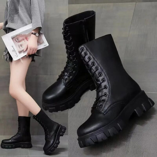 Women's Casual Boots Fashion Warm Boots Pu Anti-slip Leather