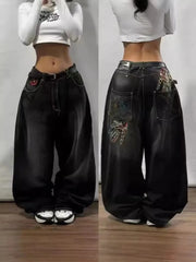 Y2K American Stitching Multi-pocket Heavy Washing Baggy Jeans
