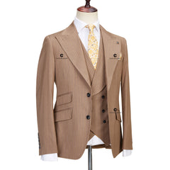 Suits For Men Classic Formal 3 Piece With Peak Lapel Blazer Vest Pants