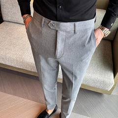 Summer Ankle Length Business Dress Pants Men Casual Office Social Suit Pant