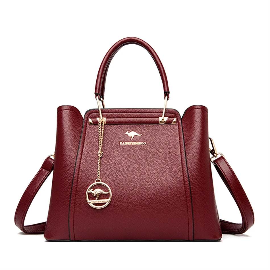 Soft Leather Handbags Women Bags Designer 3 Layers Shoulder Crossbody