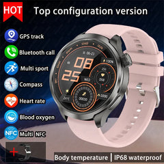 BOXUXING 1.85-inch Smart Watch Men Sport Waterproof Fitness Heart Rate Watches Compass GPS Track NFC Bluetooth Call Smartwatch