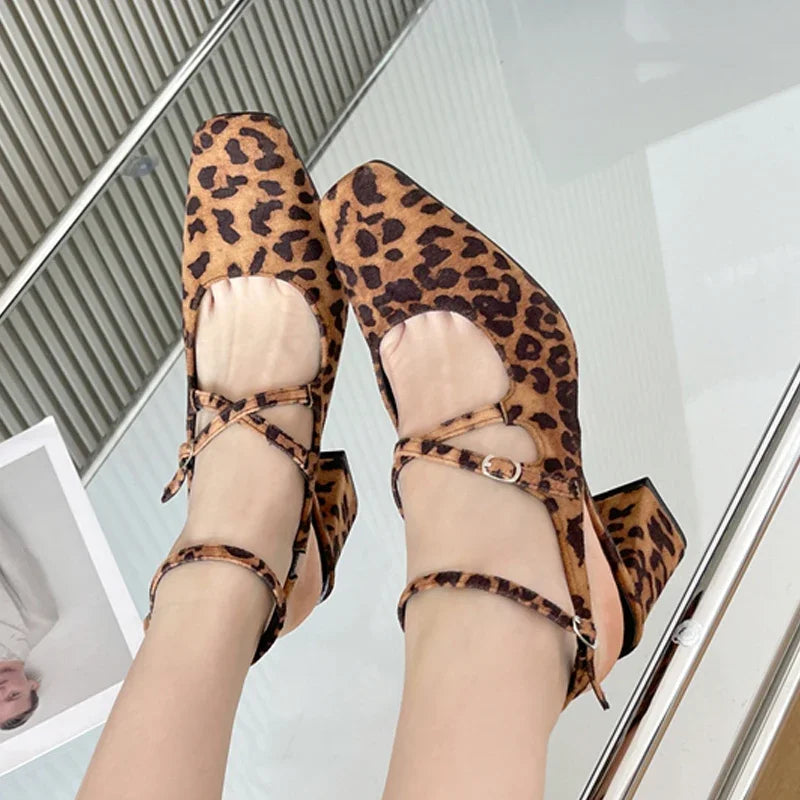 Womens Comfortable Heels: Narrow Band Buckle Strap Women Pumps Elegant