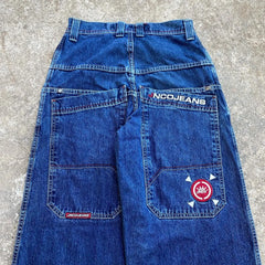 Blue Baggy Jeans: Y2k Streetwear Hip Hop Wide Leg Denim
