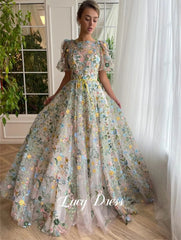 Homecoming Dresses: A Floral Embroidery Fabric Coming of Age Dress