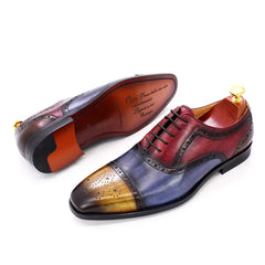 Handmade Mens Dress Shoes 100% Calf Leather Cap Toe Oxford Mixed Colors