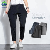 Summer Stretch Ankle-Length Suit Pants Men Thin Business Solid Color