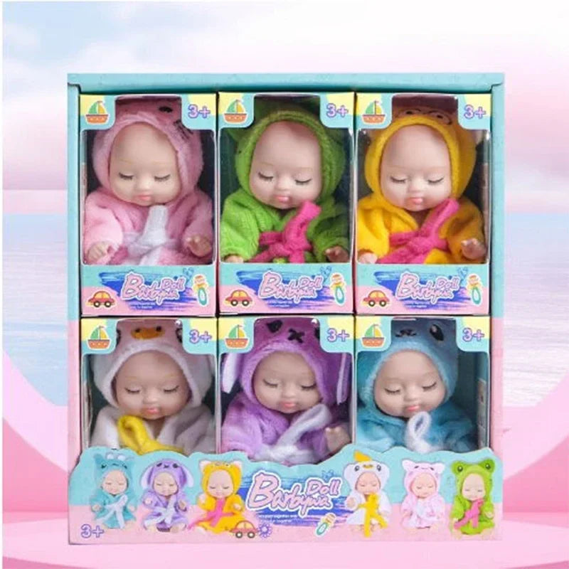 6/8Pcs Set Simulation Princess Dolls Toys Mini Cute Sleeping Baby Series Doll Cartoon Animal Toy For Kids Kawaii Dolls Girl