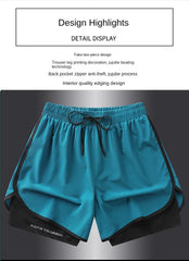 two pieces of sports shorts, men's and women's quick drying three point