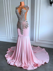 Homecoming Dresses: Mesh Top Luxury Sparkly Silver Diamond Black Party Gowns