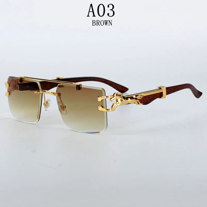 Rimless Designer Sunglasses Women Trendy Luxe Fashion Sunglasses Men