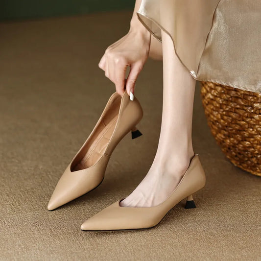 Shoes for Women Pointed Toe Thin Heel Women Pumps Split Leather High Heels