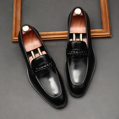 Men's Italy Loafers Genuine Leather Male Casual Office Business Dress Shoes