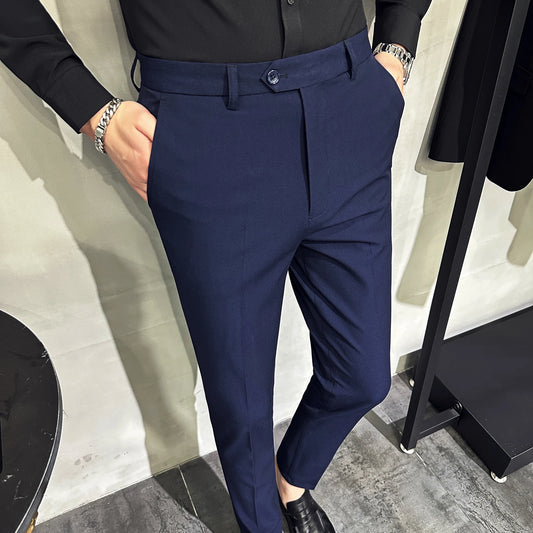 Summer Ankle Length Business Dress Pants Men Casual Office Social Suit Pant