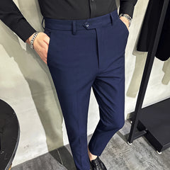 Summer Ankle Length Business Dress Pants Men Casual Office Social Suit Pant